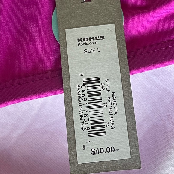 APT.9 Magenta Bandeau Swimsuit Bikini Top - Picture 5 of 8